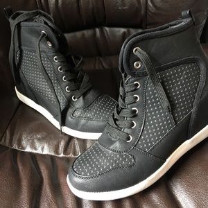 Just fab black wedge high tops